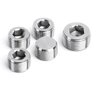 Stainless Steel 316 Hex Socket Plug, 3/4" NPT Male, Pack of 2