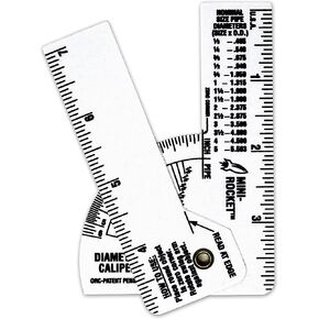Mini Pipe Caliper/Diameter Caliper and Ruler - Fractional - 5 Pack