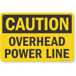 "Caution - Overhead Power Line" Sign By SmartSign | 12" x 18" Aluminum