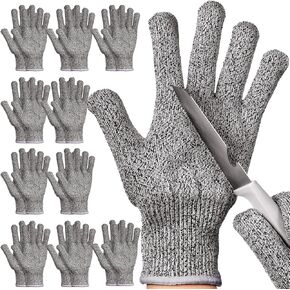Chuarry 10 Pairs Cut Resistant Gloves Cutting Proof Gloves Level 5 Protection Kitchen Cuts Gloves for Shucking Fish (Gray,Medium)