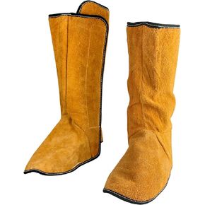 QWORK Fireproof Shoe Leg Cover Leather for Welding Welder Work Boot Protectors, Welding Safety Boot Covers, Leg Guards Gaiters, Men and Women