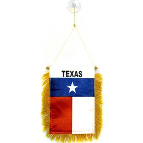 Texas mini Banner 6'' x 4'' - Texan US state PENNANT 15 x 10 cm - mini Banners 4x6 inch suction cup hanger - AZ FLAG