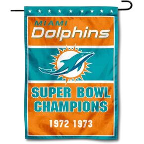WinCraft Miami Dolphins 2 Time Super Bowl Champions Double Sided Garden Flag