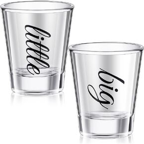 Lounsweer 2 Pcs Sorority Big Little Shot Glasses with Thick Base Big Little Sorority Gifts 2 oz Tequila Shot Glasses Mini Glass Cups Clear Shot Glass for Big Sister Little Sister Glassware(Pink)