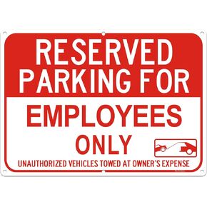 Amexiu Employees Reserved Parking Only Sign, 14 x 10 x 0.04 Inches Aluminum Reflective Metal Sign, Rust Free Fade Resistant&Harsh Weather-Proof for Outdoor Use, 1Pack