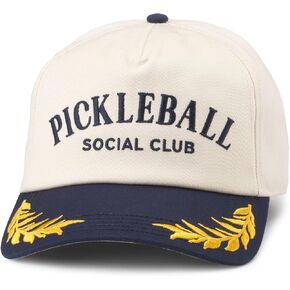 AMERICAN NEEDLE Pickleball Club Captain Adjustable Snapback Baseball Hat, Ivory/Navy (24002A-PBALL-INVY)
