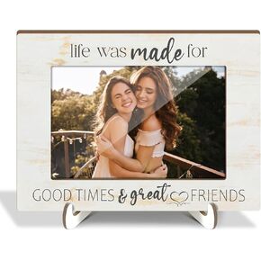 Friendship Gifts Picture Frames, Friends Frame Gifts for Women Men Bestie BFF Sister Gifts from Sister, Wood Photo Frame Tabletop Display 4X6 Photo Home Decor Living Room Party Favor Decorations -043