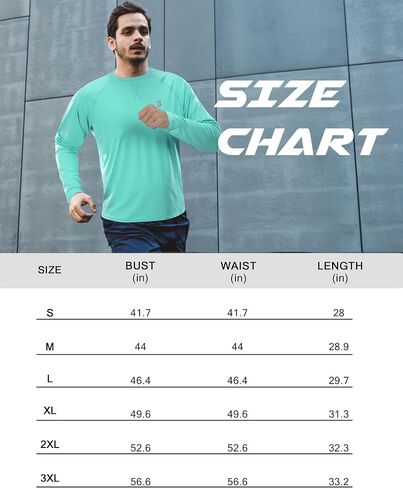 UPF 50+ Sun Shirts for Men - Long Sleeve UV Protection SPF Rash Guard Swim Shirt for Athletic Running Workout in Saudi Arabia