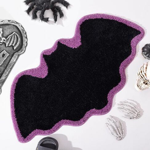 TRUEDAYS Halloween Bat Bath Mat Gothic Home Decor Black Bats Bathroom Decor Rugs Non Slip, Spooky Goth Gift Cute Shower Rug for Bathroom, Bedroom, Living Home Decoration in Saudi Arabia