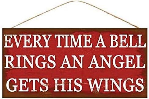 Craig Bachman AP8143 Every Time a Bell Rings an Angel Gets Their Wings It's A Wonderful Life Sign Wall Door Hanger Christmas Decor Wreath Accent/Attachment, Wood MDF, 12.5 Inch, 1/pkg in Saudi Arabia
