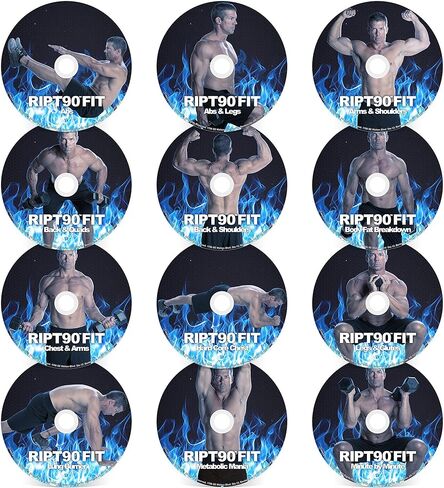 RIPT90 FIT: برنامج تمرين لمدة 90 يومًا مع 12+1 مقاطع فيديو للتمرين + تقويم التدريب ومتتبع اللياقة البدنية ودليل التدريب وخطة التغذية in Kuwait