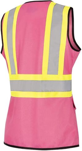 Pioneer Safety Vest for Women With Pockets - Hi-Vis Reflective Tape - For Construction - Pink in Saudi Arabia