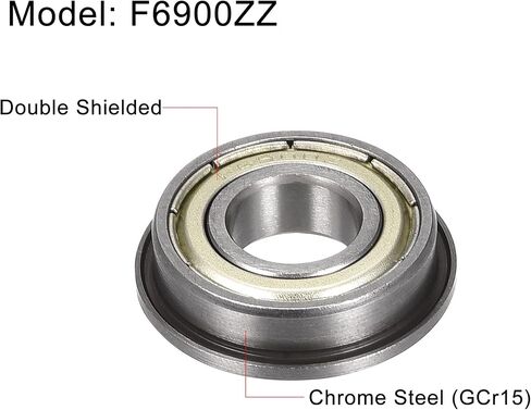 Uxcell F6800-ZZ محمل كروي شفة 10x19x5 مم مزدوج معدني محمي (GCr15) محامل فولاذية كروم 4 قطع in Kuwait