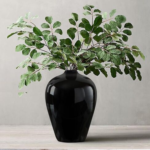Black Ceramic Vase, Flower Vase for Home Decor, Decorative Vase, 10 Inch Porcelain Vase for Fresh Flowers, Dried Flowers, Boho Vase for Living Room, Kitchen, Bathroom, Bedroom, Dining Table, Office in Saudi Arabia