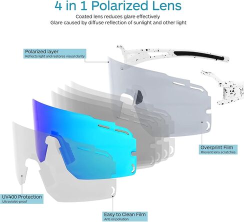 AVV Polarized Cycling Sunglasses for Men and Women - Lightweight, UV400 Protection, Anti-Fog Sports glasses in Saudi Arabia