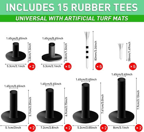 FINGER TEN Golf Rubber Tees Driving Range 3 Inch 1.5'' 2.25'' 2.75'' 3.13'' Tee Holder for Mat 1.5'' 2'' with Plastic Tees Indoor Outdoor Use in Saudi Arabia