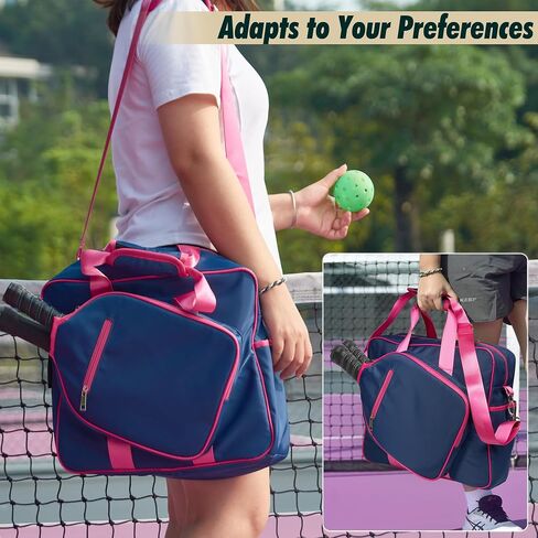 Pickleball Bags for Women, Pickleball Bag Tote with Front Pocket Fits 2 Paddles, Cute Pickleball Paddle Bag with Fence Hook & Shoulder Strap, Pickleball Gifts Accessories for Women Ladies in Saudi Arabia