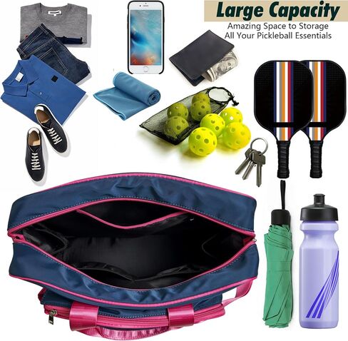 Pickleball Bags for Women, Pickleball Bag Tote with Front Pocket Fits 2 Paddles, Cute Pickleball Paddle Bag with Fence Hook & Shoulder Strap, Pickleball Gifts Accessories for Women Ladies in Saudi Arabia