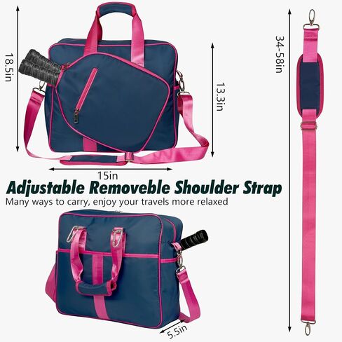 Pickleball Bags for Women, Pickleball Bag Tote with Front Pocket Fits 2 Paddles, Cute Pickleball Paddle Bag with Fence Hook & Shoulder Strap, Pickleball Gifts Accessories for Women Ladies in Saudi Arabia
