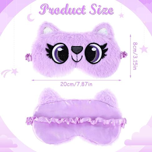 3 Pack Plush Sleep Masks for Kids Women, Cute Animal Sleeping Eye Mask for Sleep Soft Faux Fur Eye Blindfold Night Eyeshade Cover Sleepover Essentials for Girls Party Travel in Saudi Arabia