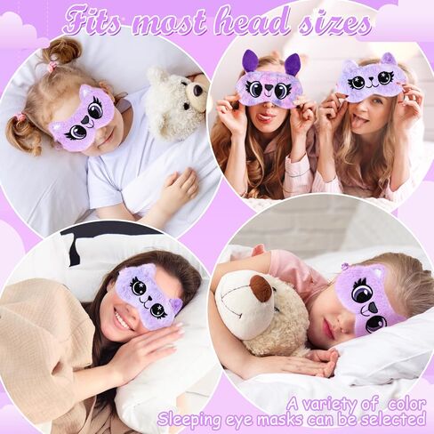 3 Pack Plush Sleep Masks for Kids Women, Cute Animal Sleeping Eye Mask for Sleep Soft Faux Fur Eye Blindfold Night Eyeshade Cover Sleepover Essentials for Girls Party Travel in Saudi Arabia