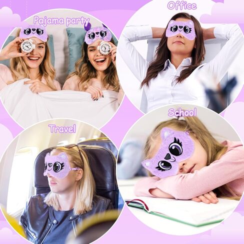 3 Pack Plush Sleep Masks for Kids Women, Cute Animal Sleeping Eye Mask for Sleep Soft Faux Fur Eye Blindfold Night Eyeshade Cover Sleepover Essentials for Girls Party Travel in Saudi Arabia