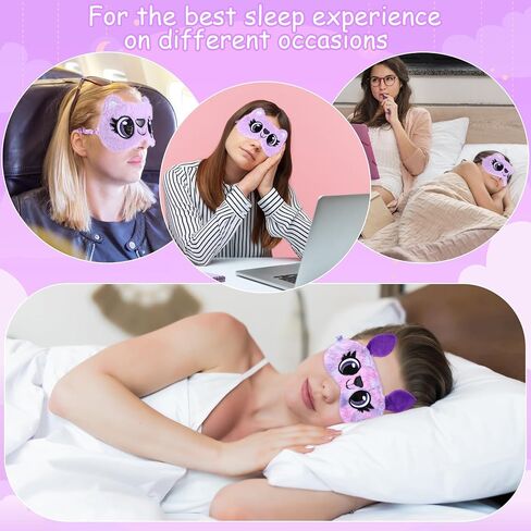 3 Pack Plush Sleep Masks for Kids Women, Cute Animal Sleeping Eye Mask for Sleep Soft Faux Fur Eye Blindfold Night Eyeshade Cover Sleepover Essentials for Girls Party Travel in Saudi Arabia