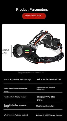 LED Rechargeable Headlamp, 90,000 Lumens Super Bright with 4 Modes & IPX6 Level Waterproof USB Rechargeable Zoom Headlamp, 90° Adjustable Outdoor Camping, Cycling, Climbing, Home in Saudi Arabia