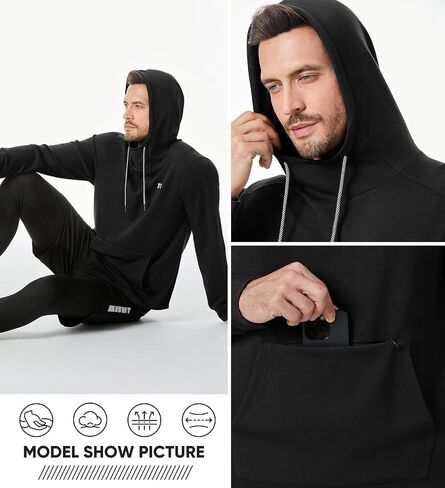 JMIERR Mens Athletic Hoodies Sport Sweatshirt Solid Muscle Fit Drawstring Pullover Sweatshirts with Zipper Kanga Pockets in Saudi Arabia