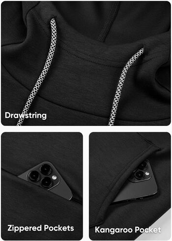 JMIERR Mens Athletic Hoodies Sport Sweatshirt Solid Muscle Fit Drawstring Pullover Sweatshirts with Zipper Kanga Pockets in Saudi Arabia