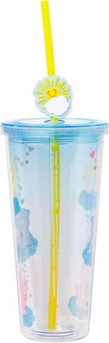 Silver Buffalo Care Bears Rainbow Plastic Cold Cup with Lid and Straw Topper Featuring Cheer Bear, Bedtime Bear, Funshine Bear, and Share Bear, 24 Ounces in Saudi Arabia