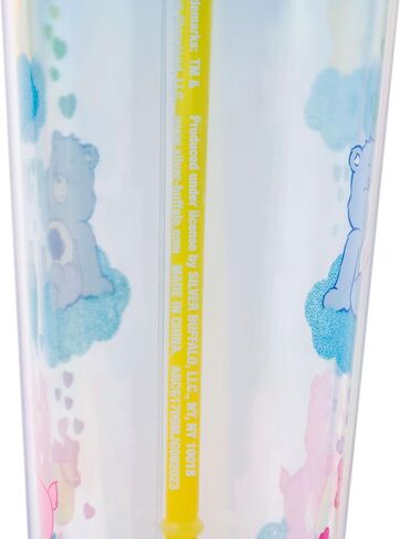 Silver Buffalo Care Bears Rainbow Plastic Cold Cup with Lid and Straw Topper Featuring Cheer Bear, Bedtime Bear, Funshine Bear, and Share Bear, 24 Ounces in Saudi Arabia