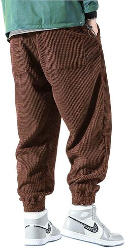 WZIKAI سروال قصير رجالي مرونة الخصر الرباط مدبب ركض Sweatpants عادية طويلة موضة بنطلون مع جيوب in Kuwait