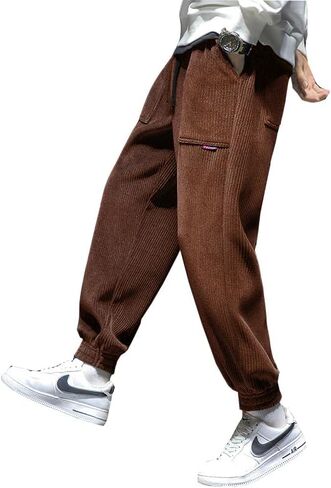 WZIKAI سروال قصير رجالي مرونة الخصر الرباط مدبب ركض Sweatpants عادية طويلة موضة بنطلون مع جيوب in Kuwait