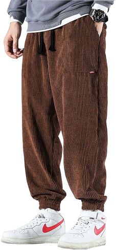 WZIKAI سروال قصير رجالي مرونة الخصر الرباط مدبب ركض Sweatpants عادية طويلة موضة بنطلون مع جيوب in Kuwait
