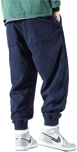 WZIKAI سروال قصير رجالي مرونة الخصر الرباط مدبب ركض Sweatpants عادية طويلة موضة بنطلون مع جيوب in Kuwait