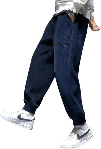 WZIKAI سروال قصير رجالي مرونة الخصر الرباط مدبب ركض Sweatpants عادية طويلة موضة بنطلون مع جيوب in Kuwait