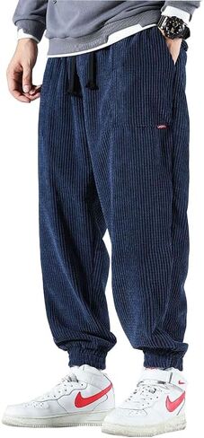 WZIKAI سروال قصير رجالي مرونة الخصر الرباط مدبب ركض Sweatpants عادية طويلة موضة بنطلون مع جيوب in Kuwait