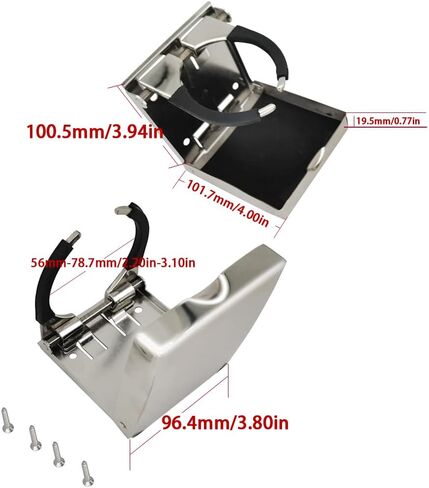 حامل أكواب مشروبات قابل للتعديل من الفولاذ المقاوم للصدأ مقاس 2-5/8 بوصة إلى 3-1/2 بوصة لمشاة البحرية - القوارب - السفن - اليخوت in Kuwait