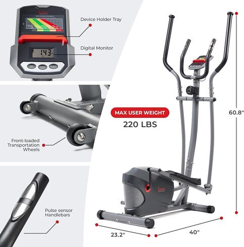 Sunny Health & Fitness Essential Interactive Series Seated Elliptical - SF-E322004 in Saudi Arabia