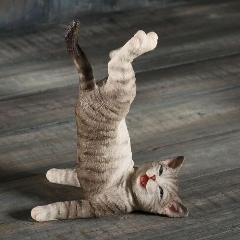 Veronese Design 4 Inch Grey Tabby Yoga Cat Shoulder Stand Pose Resin Animal Figurine in Saudi Arabia