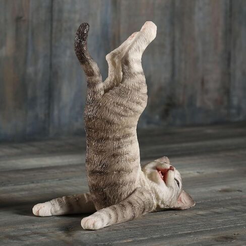 Veronese Design 4 Inch Grey Tabby Yoga Cat Shoulder Stand Pose Resin Animal Figurine in Saudi Arabia