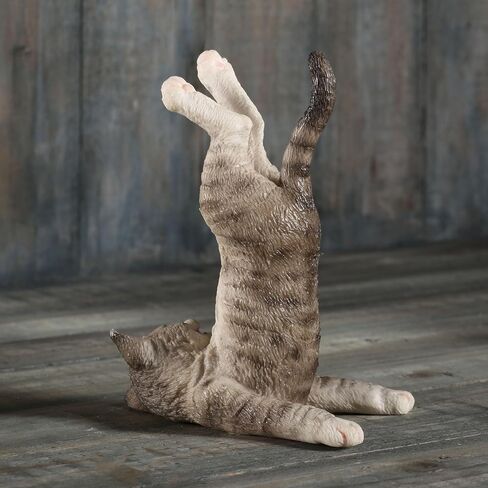 Veronese Design 4 Inch Grey Tabby Yoga Cat Shoulder Stand Pose Resin Animal Figurine in Saudi Arabia