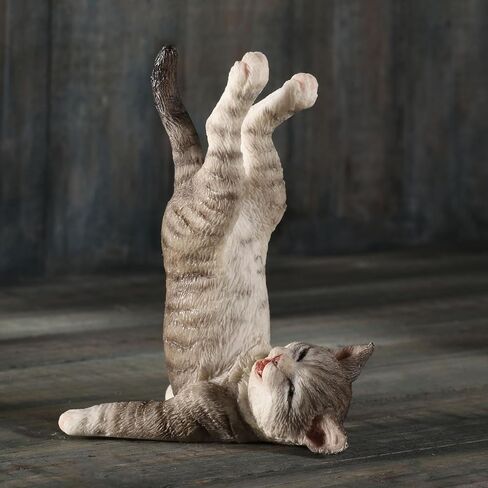 Veronese Design 4 Inch Grey Tabby Yoga Cat Shoulder Stand Pose Resin Animal Figurine in Saudi Arabia