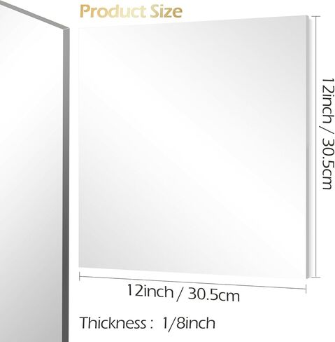 صفائح أكريليك مرآة فضية، 4 عبوات من صفائح أكريليك مربعة مقاس 12 × 12 بوصة بسمك 1/8 بوصة (3 مم) صفائح بلاستيكية صلبة مرآة فضية اللون للقطع والقطع والنقش بالليزر in Kuwait