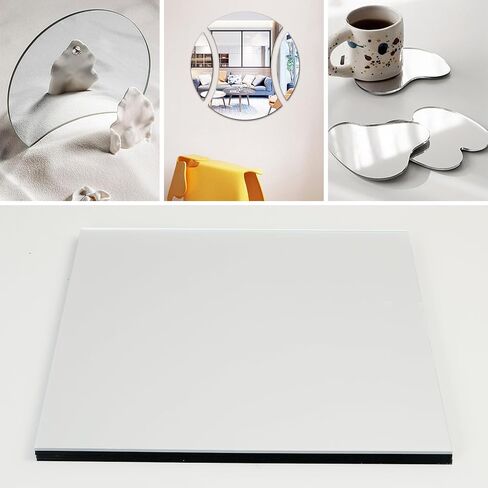 صفائح أكريليك مرآة فضية، 4 عبوات من صفائح أكريليك مربعة مقاس 12 × 12 بوصة بسمك 1/8 بوصة (3 مم) صفائح بلاستيكية صلبة مرآة فضية اللون للقطع والقطع والنقش بالليزر in Kuwait