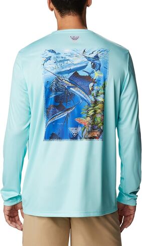 كأس Columbia للرجال من Terminal Tackle PFG Carey Chen بأكمام طويلة، Gulf Stream/Vivid Blue Reef Cup، مقاس X-Small in Saudi Arabia