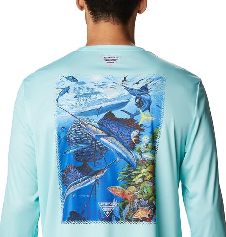 كأس Columbia للرجال من Terminal Tackle PFG Carey Chen بأكمام طويلة، Gulf Stream/Vivid Blue Reef Cup، مقاس X-Small in Saudi Arabia