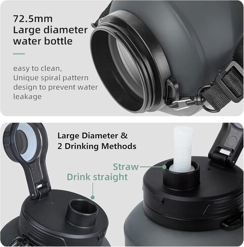 Collapsible Water Bottle, Reusable Silicone Foldable Leak Proof Portable Sports Travel Water Bottles (Black, 64oz) in Saudi Arabia