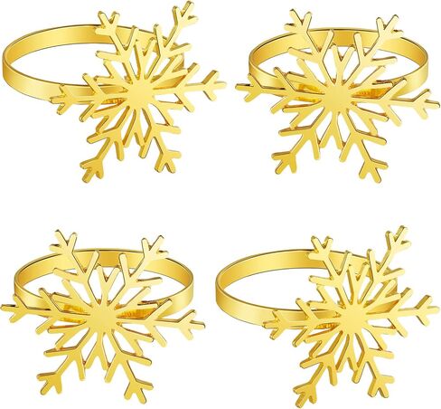 Boao 6 Pieces Snowflake Napkin Rings Christmas Snowflake Napkin Holder Rings for Christmas Holiday Table Decoration Supplies (Gold) in Saudi Arabia